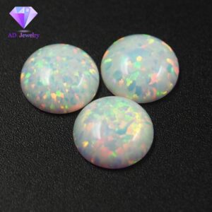 Wholesale White Opal Stone flat back opal cabochon 8mm Opal Cabochon stone For Ring