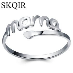 Adjustable Love Mama Rings Silver Color Heart Stainless Steel Rings Women Present Finger Jewelry Mom Birthday Mother's Day Gift