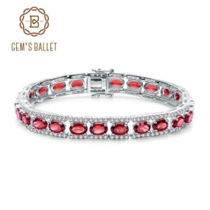 GEM'S BALLET 0.6Ct Natural Garnet Gemstone 925 Sterling Silver Vintage Bracelets&bangles For Women Wedding Engagement Jewelry