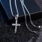 JINAO New 925 Sterling Pico Harvey Cross Pendant Necklace Micro Pave AAA+ Cubic Zirconia Stones For Gift Hip Hop Jewelry