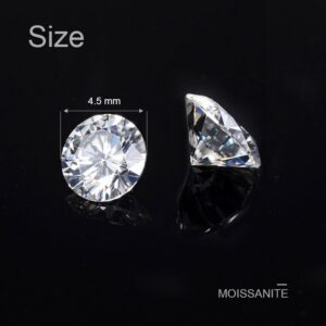 NiceGems Moissanite 0.4ctw Colorless Hearts And Arrows Cut Round Colorless 4.5MM F Color Natural Look Diamond loose Stone VVS1