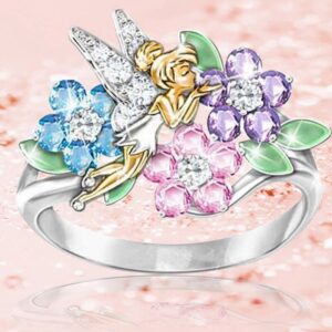 New Creative Color Fantasy Flower Fairy Angel Ring Ladies Fashion Jewelry