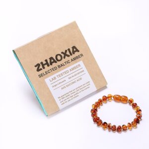 Baltic Amber Teething Bracelet/Anklet for Baby - Gift Box - 2 Sizes - 4 Colors - Ship from US&UK&AU&CN