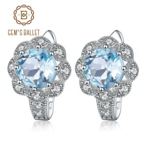 Gem's Ballet Natural Sky Blue Topaz Gemstone Earrings Genuine 925 Sterling Silver For Women Gorgeous Fine Jewelry