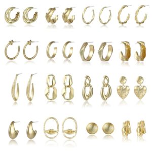 Wholesale Anti-allergy S925 Sterling Silver Post Circle C Shape Heart Irregular Geometric Matte Gold Earrings For Women