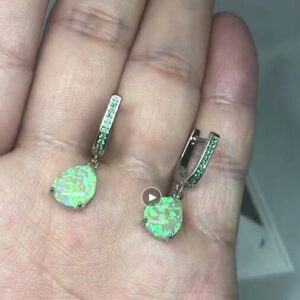 925 Sterling Silver Natural Opal Earrings Water Drop Shaped Green Zircon Natural Stone Women Drop Earrings Fashion Jewelry