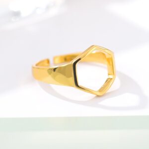 Charm Hexagonal Rings for Women Gold Stainless Steel Adjustable Ring New Arrival jewellery Wedding Gifts Mujer Bff