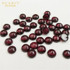 Round Cabochon Stone For Jewelry Making 5mm Red Natural Garnet Loose Gemstone