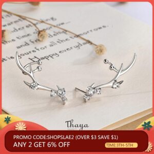 Thaya Silver 925 Jewelry Diamond-studded Zircon Earrings Deer Crown Style Earring For Women Engagement Fine Jewelry