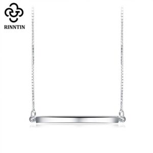 Rinntin 925 Sterling Silver Jewelry Bar Pendant Necklaces 44 cm Concise Style Women Girl Charm Choker Fine Jewelry TSN09