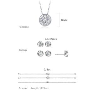 GEM'S BALLET 925 Sterling Silver Bracelet Earrings Necklace For Women Bridal Wedding Round Moissanite Diamond Jewelry Sets