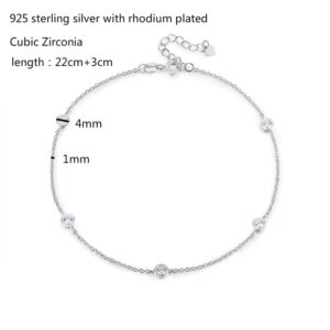 Cute Round CZ 925 Sterling Silver Chain Charm Anklet For Women Jewelry Ankle Bracelet On The Leg Enkelbandje Halhal Tobillera